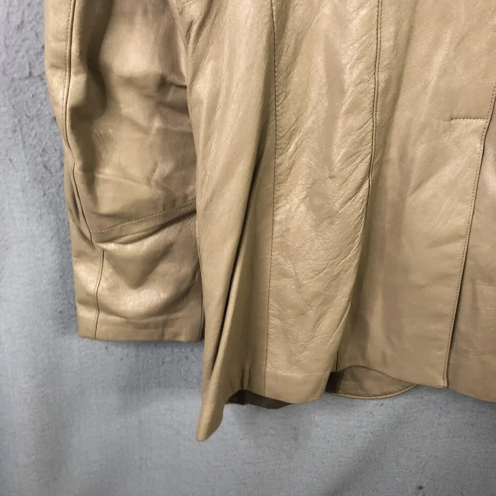 Continental Blazer Mens 44 Beige Leather Western Sport Coat Two Button USA